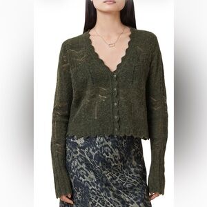 AllSaints Vanessa Wool & Alpaca Blend
Cardigan Sweater. Olive Green, Size Medium